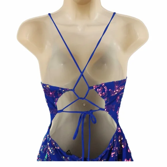 Windsor Blue and Pink Sequin Backless Dress - Picture 6 of 10